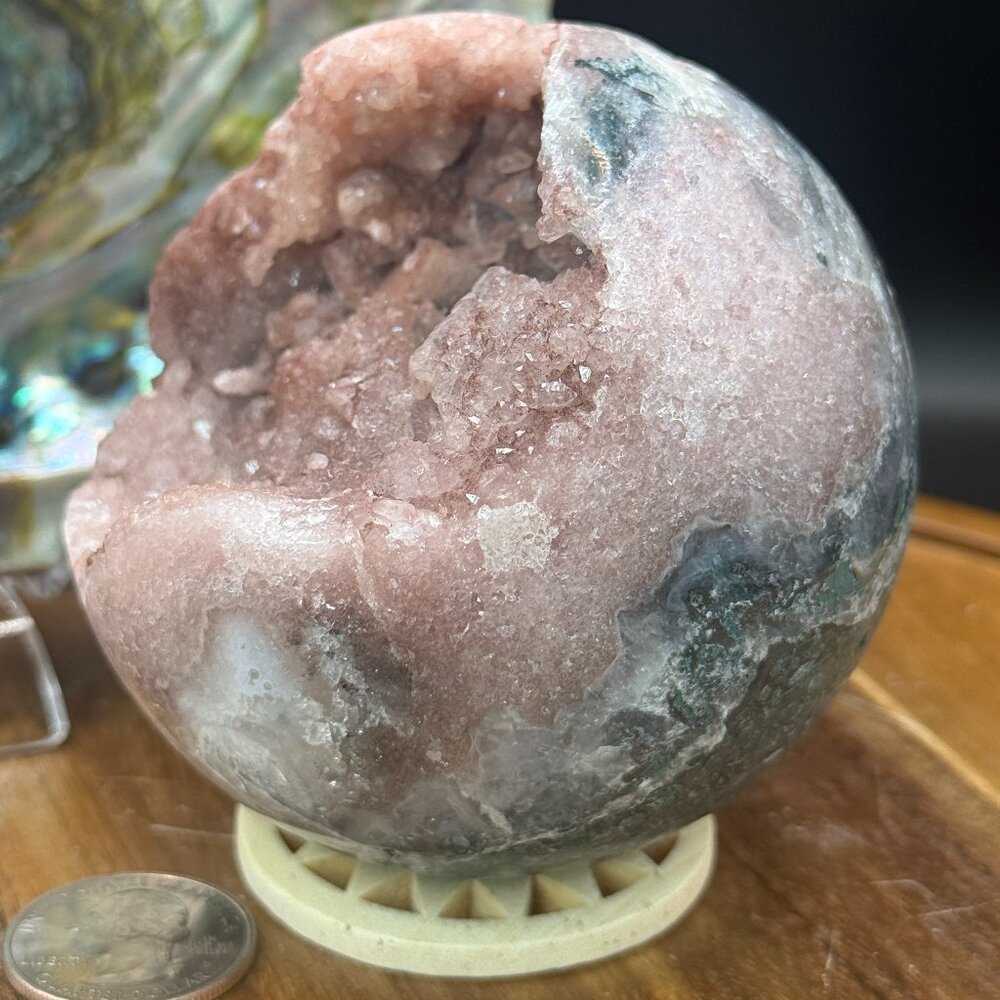 Pink Amethyst with Green Jasper Druzy Sphere Crystal Natural 83.3mm 595g